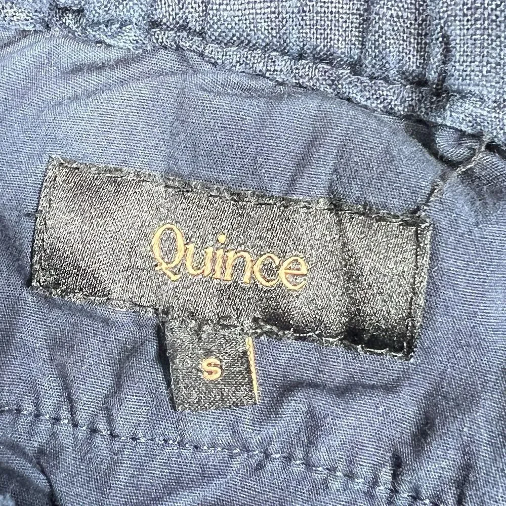 Quince Pants Womens Small Blue Cotton Linen Twill Straight Leg Pant Pockets